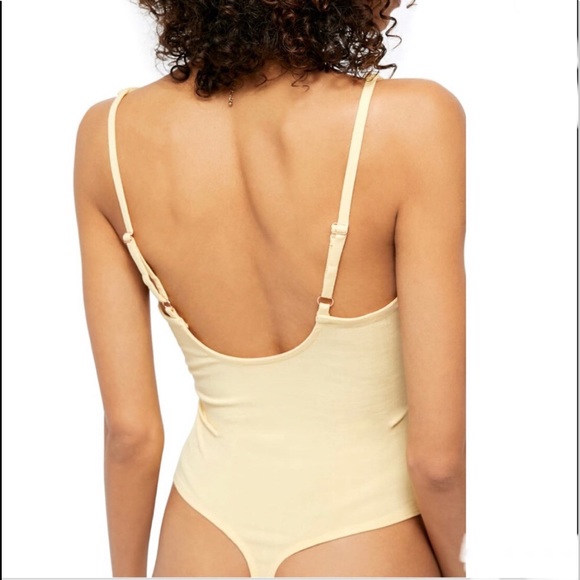 NEW FREE PEOPLE Yellow Larissa Bodysuit Sm - Picture 4 of 11
